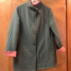 Talbots green and salmon reversible utility/rain jacket